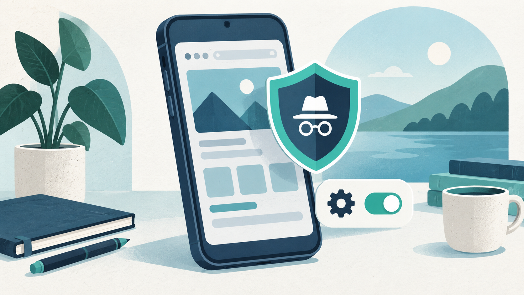 Ilustrasi penggunaan web seluler dan perlindungan sesi akun